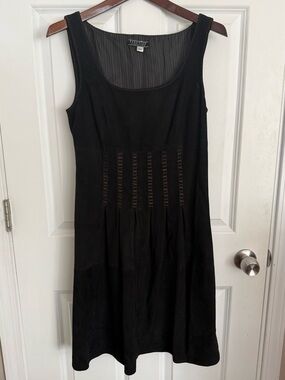Peruvian Connection Black Suede Corset Dress Vintage Sz S M L